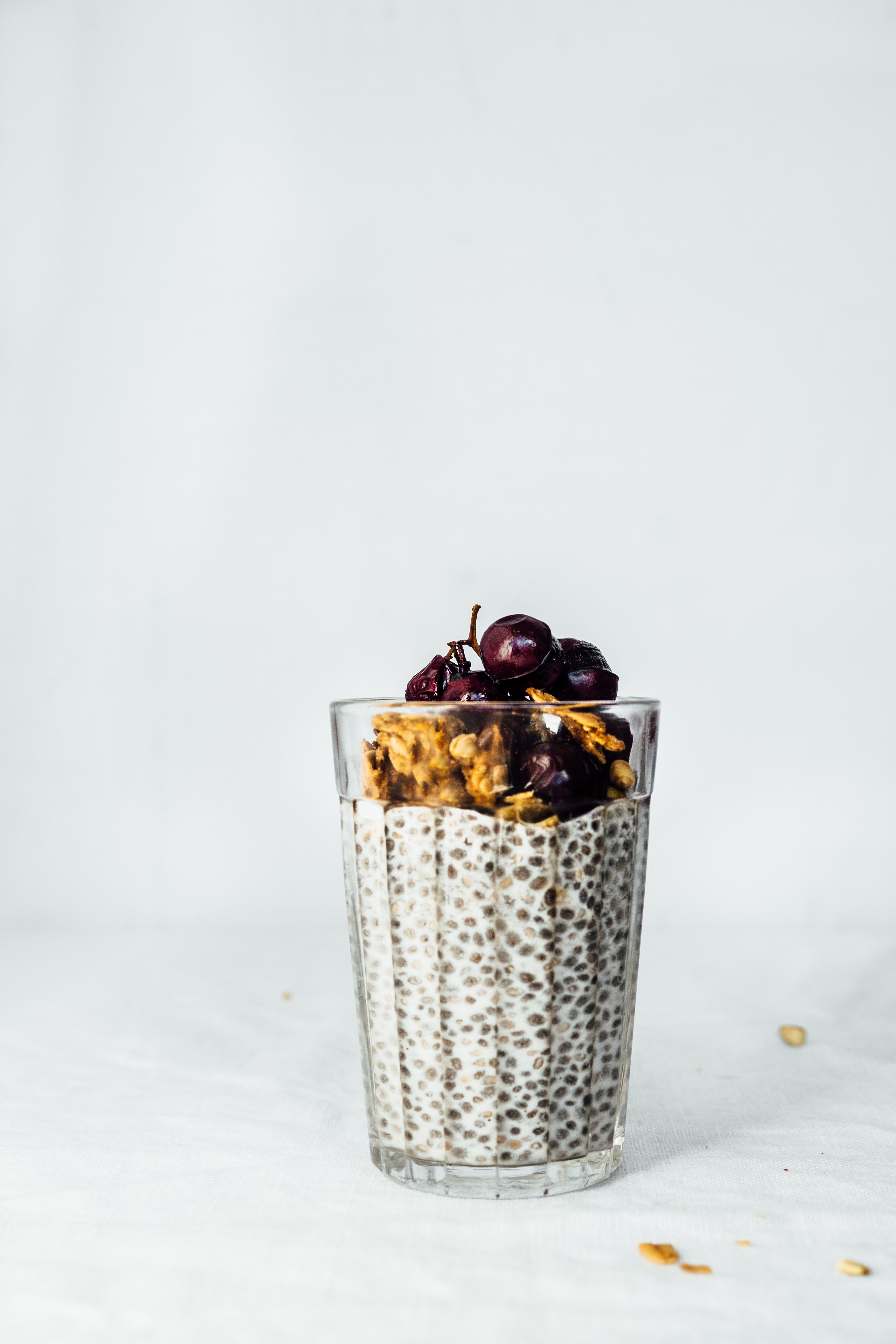 Almond Chia Pudding with Roasted Grapes | TENDING the TABLE